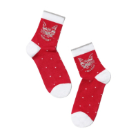 Conte fantasie damessok met poes print (dubbelpak)